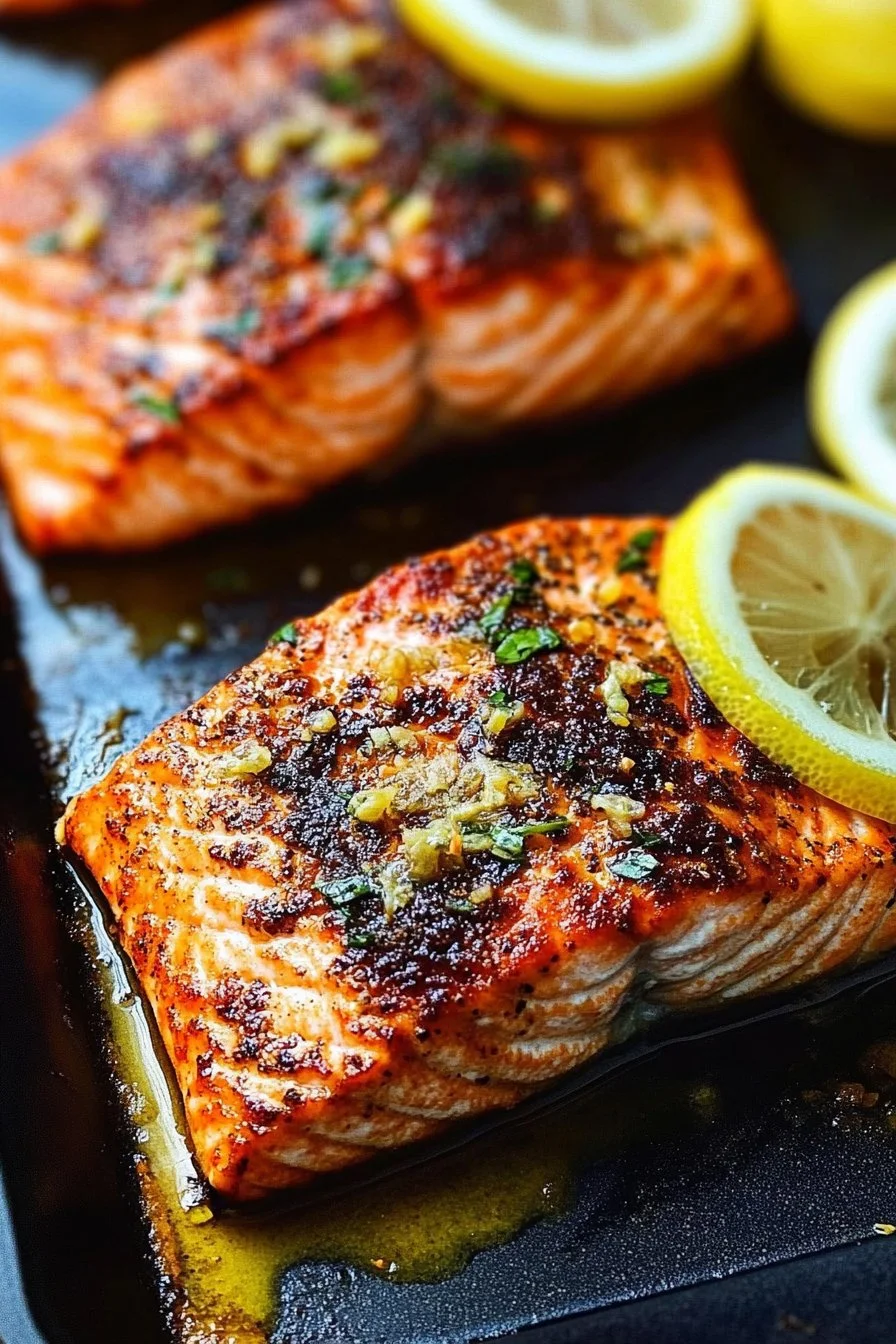 Seasoned Salmon with Lemon Butter Topping