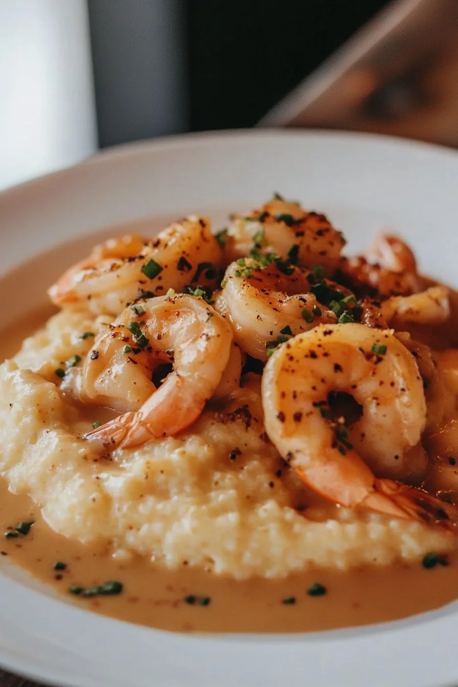 Shrimp & Grits with a Cajun Cream Sauce