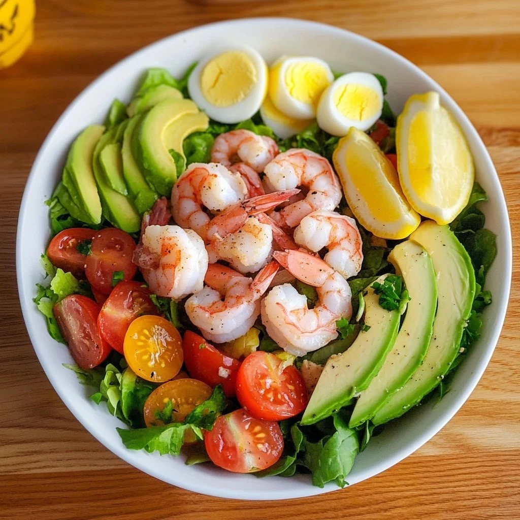 Delicious Shrimp Louie Salad with shrimp, vegetables, and dressing