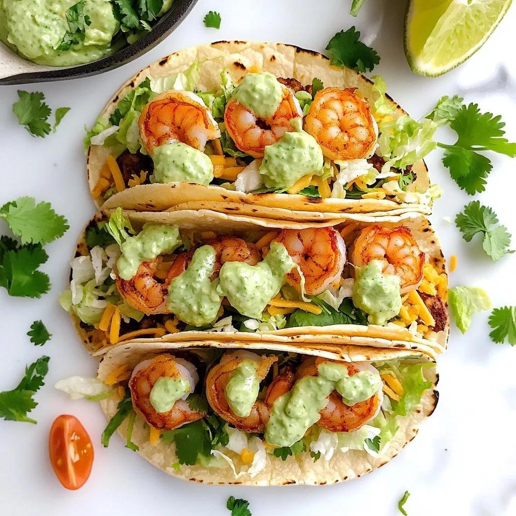 Delicious shrimp tacos topped with fresh ingredients and served on tortillas