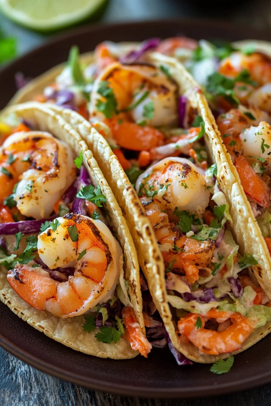 Shrimp Tacos with Cilantro Lime Slaw