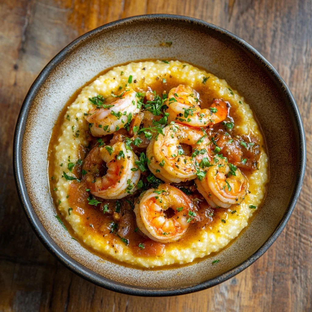 Delicious Southern Shrimp and Grits served in a bowl, capturing comfort food essence.