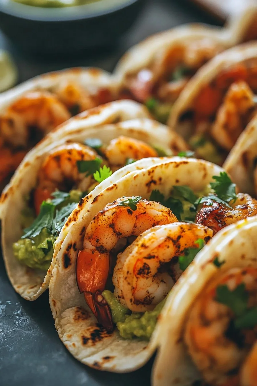 Spicy Shrimp Tacos with Avocado Cream