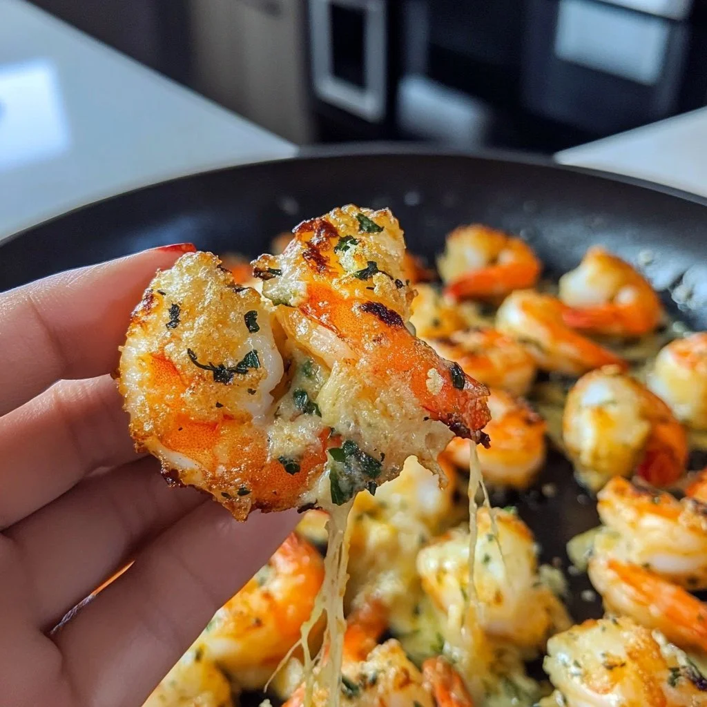 Delicious stuffed shrimp with breadcrumbs and herbs served on a plate.