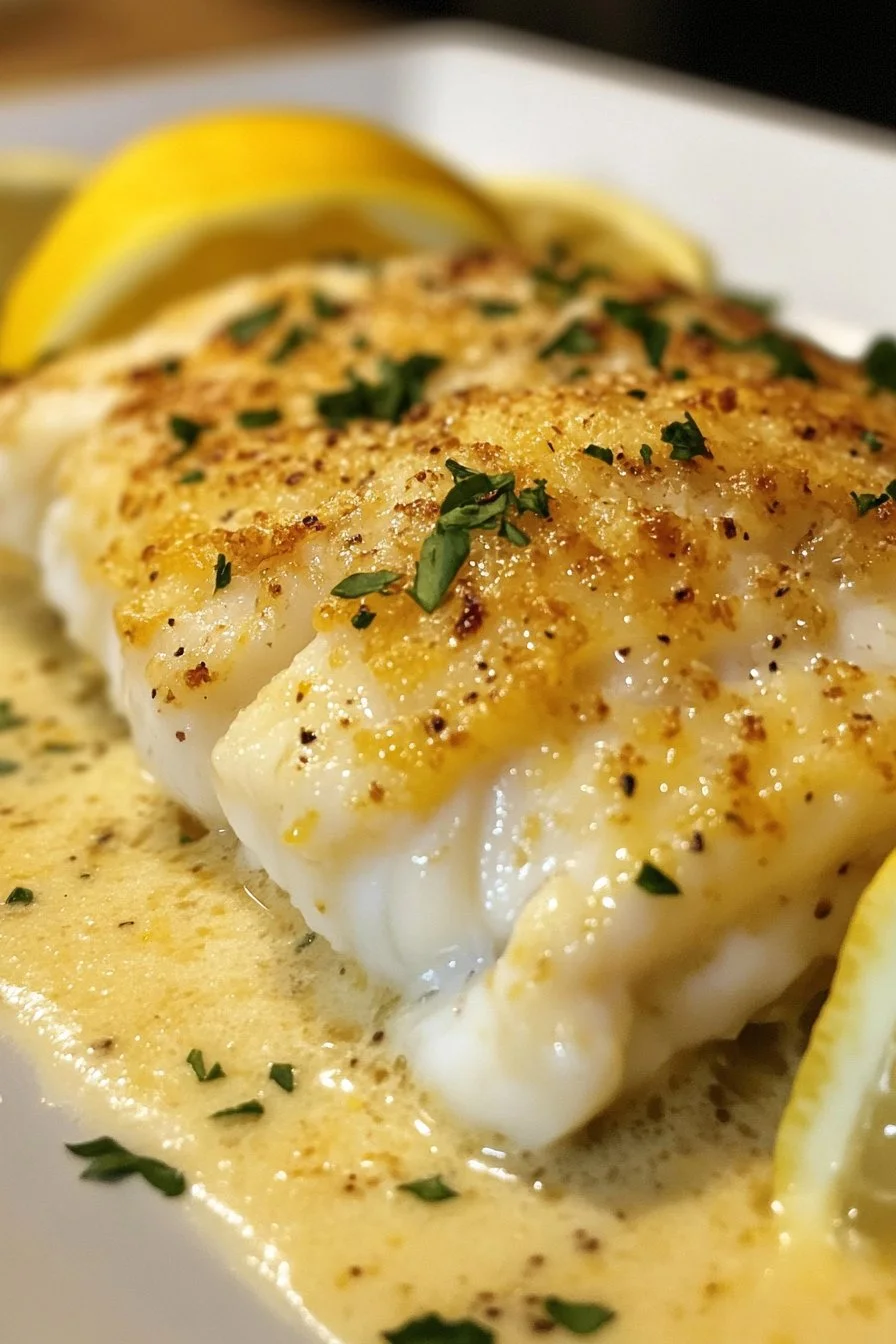 Baked Cod in Coconut Lemon Cream Sauce