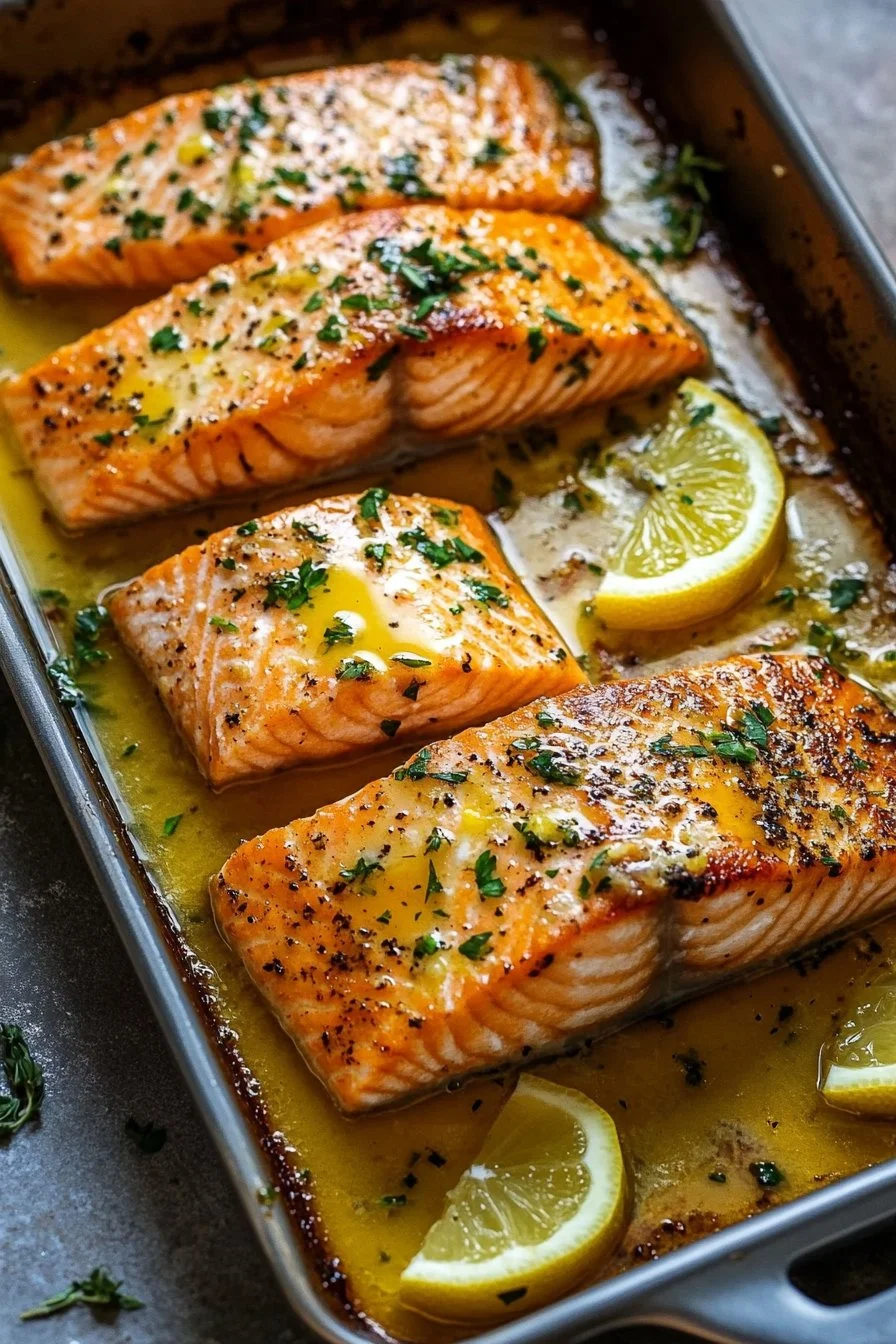 Baked Salmon with Lemon Butter Sauce