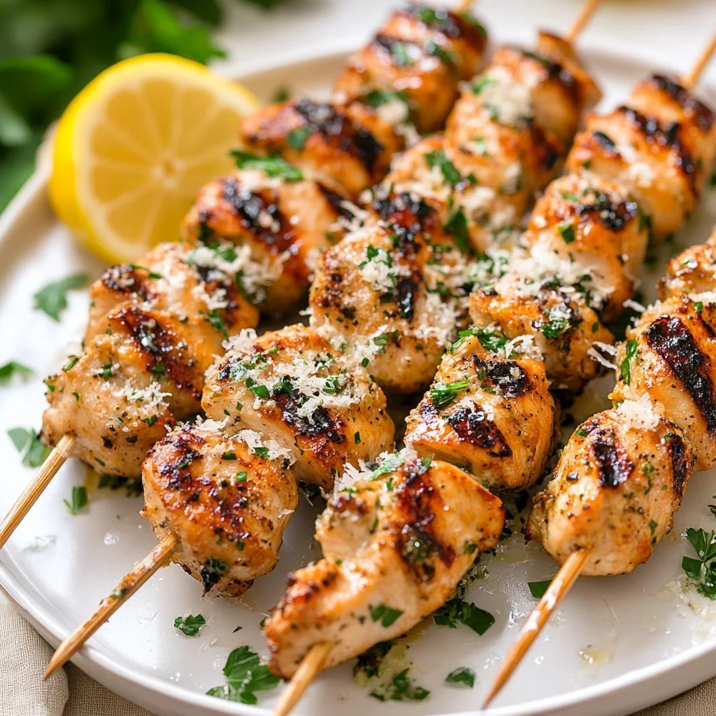 Delicious Blackstone Garlic Parmesan Chicken garnished with herbs