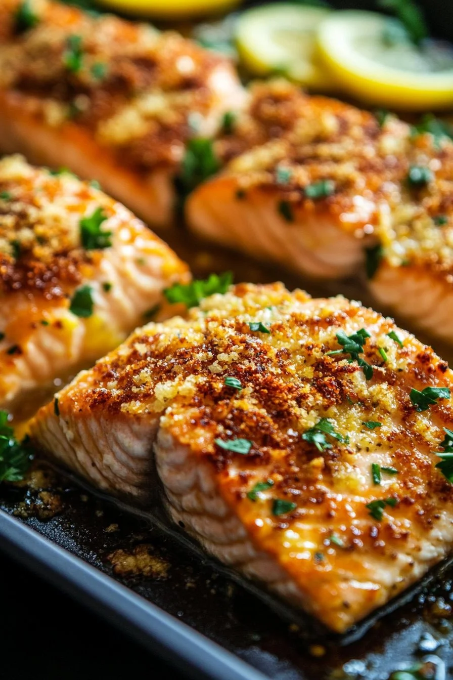 Crispy Parmesan Crusted Baked Salmon
