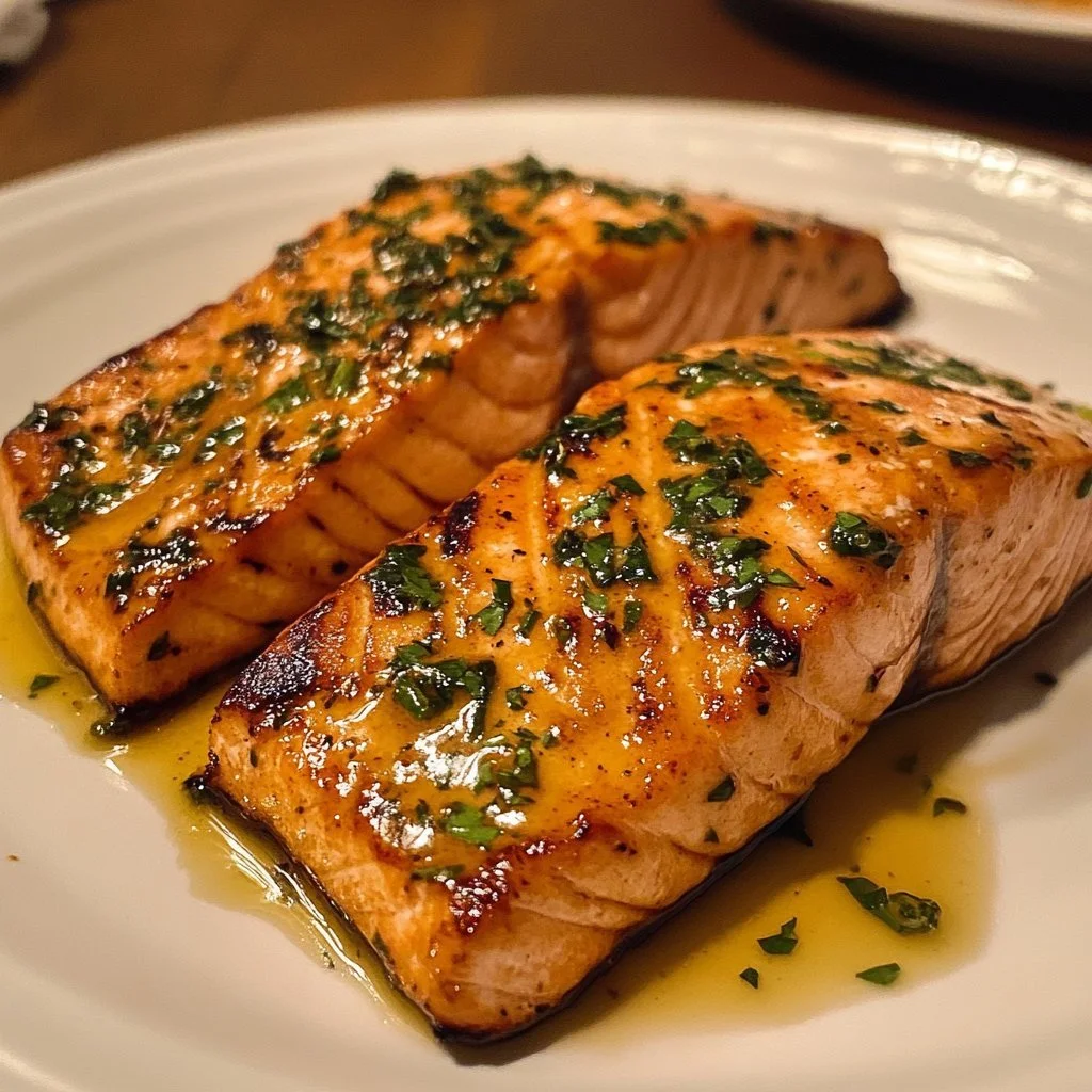 Bowl of easy salmon marinade with ingredients for marinating fish.