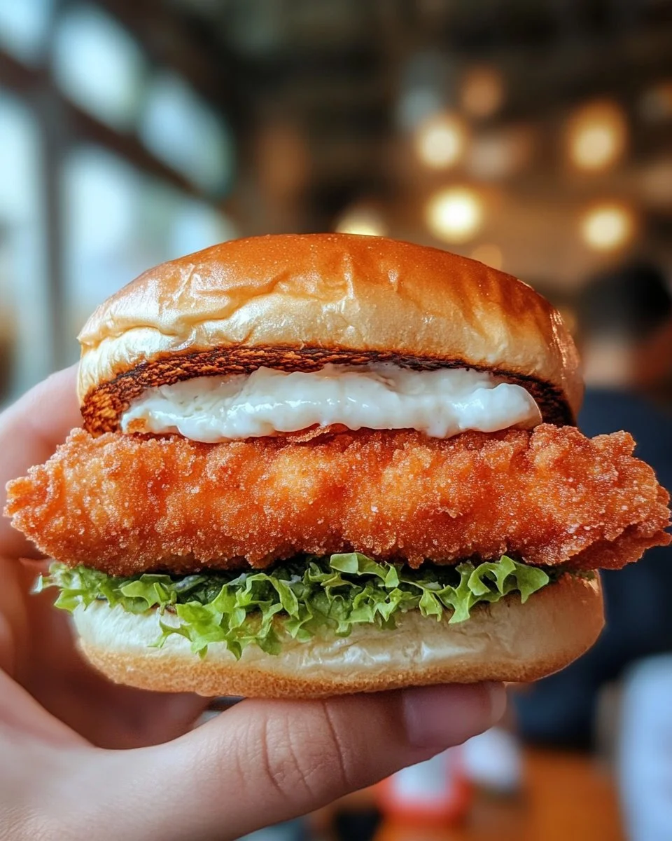 Delicious fried cod fish sandwich served with toppings