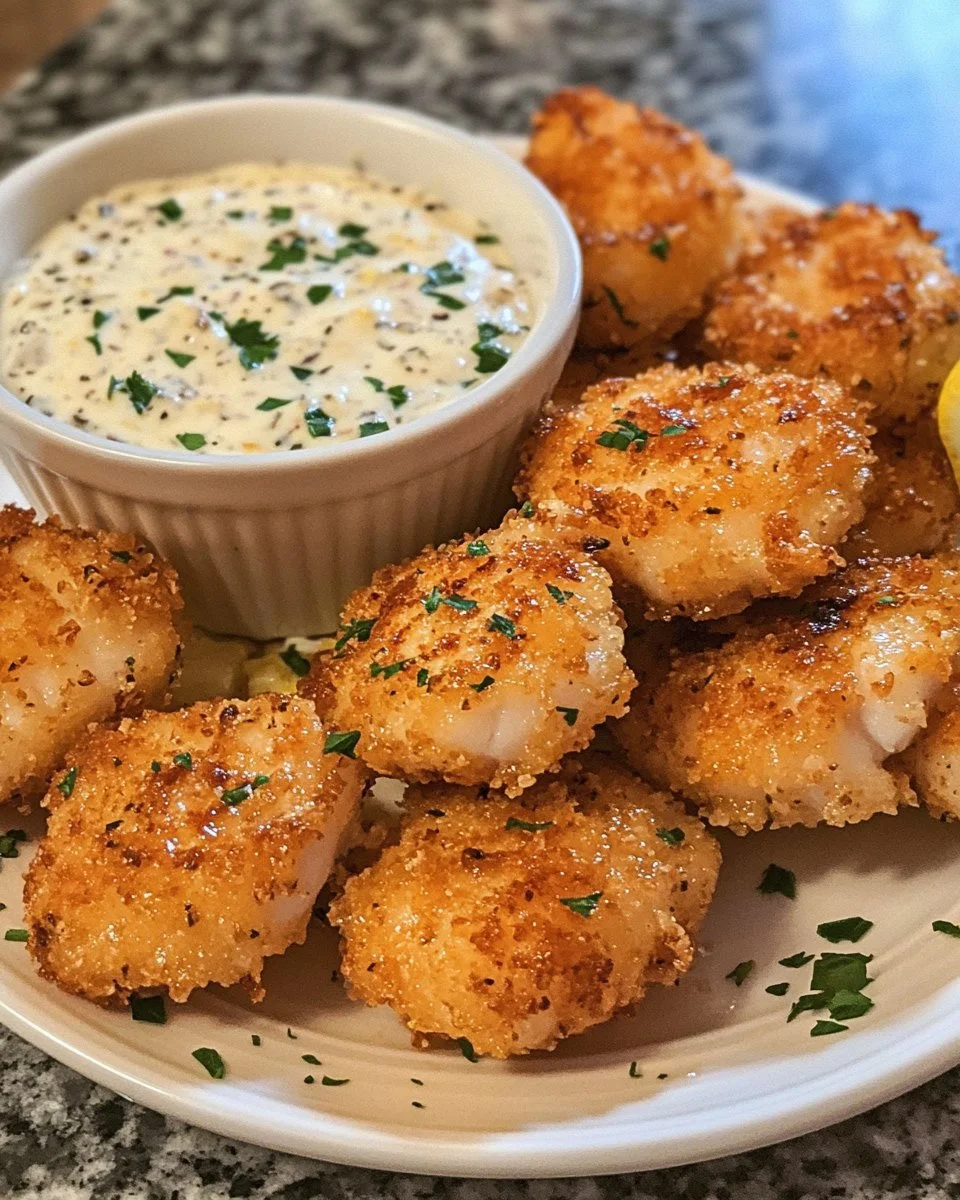 Garlic Butter Cod Bites with Creamy Lemon Herb Dip
