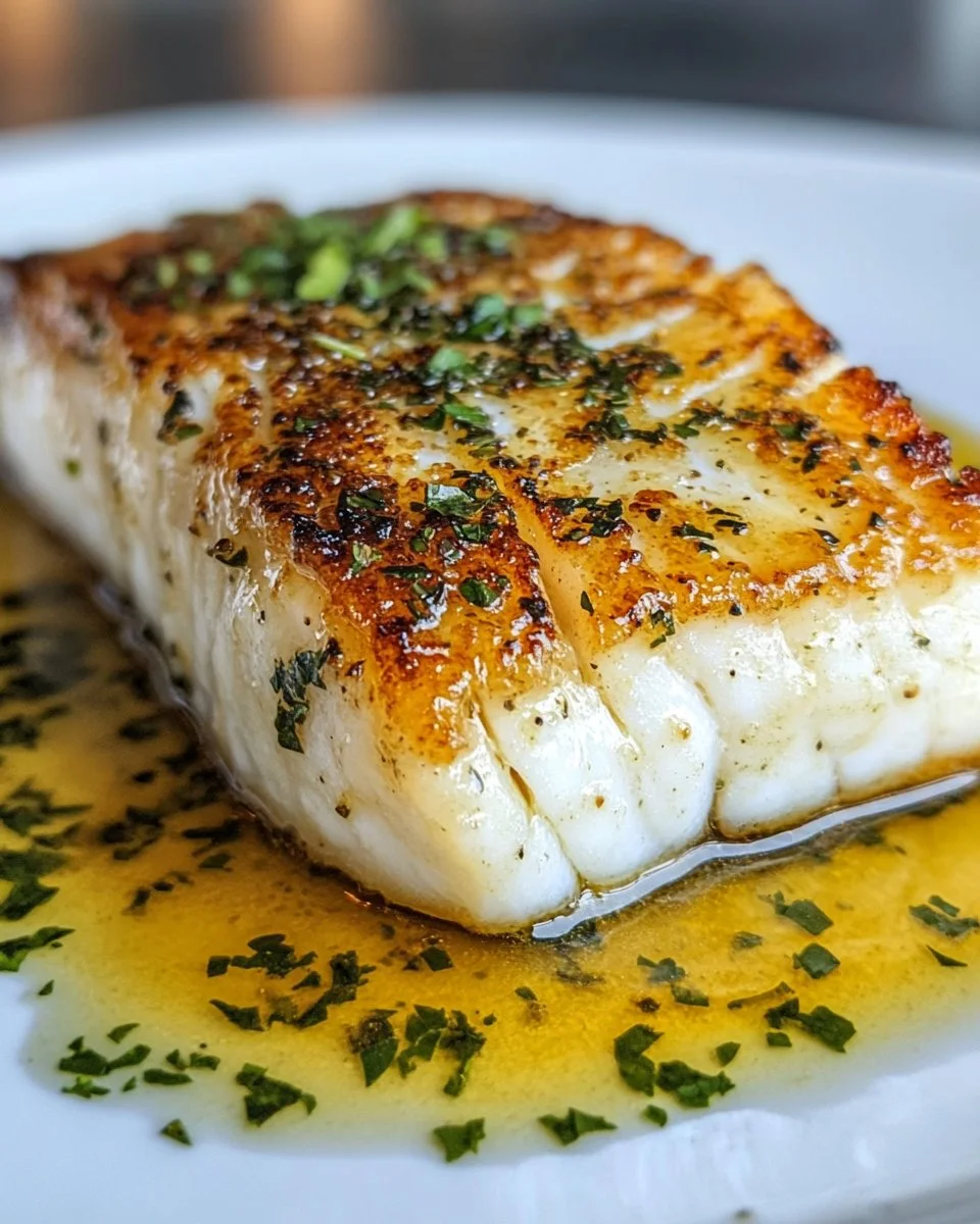 Golden Seared Cod with Herb Butter Sauce