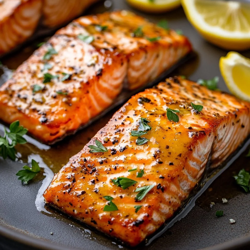 Honey garlic glazed salmon recipe with a savory and sweet glaze