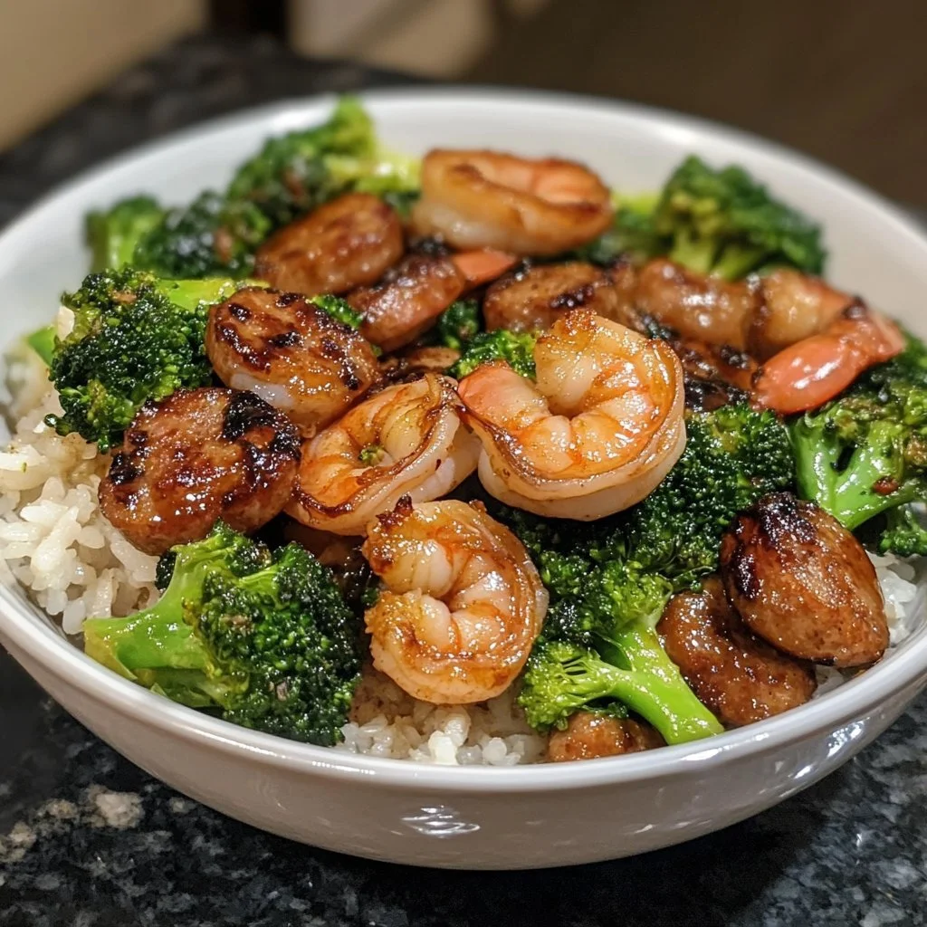 Delicious Honey Garlic Shrimp and Sausage with Broccoli dish