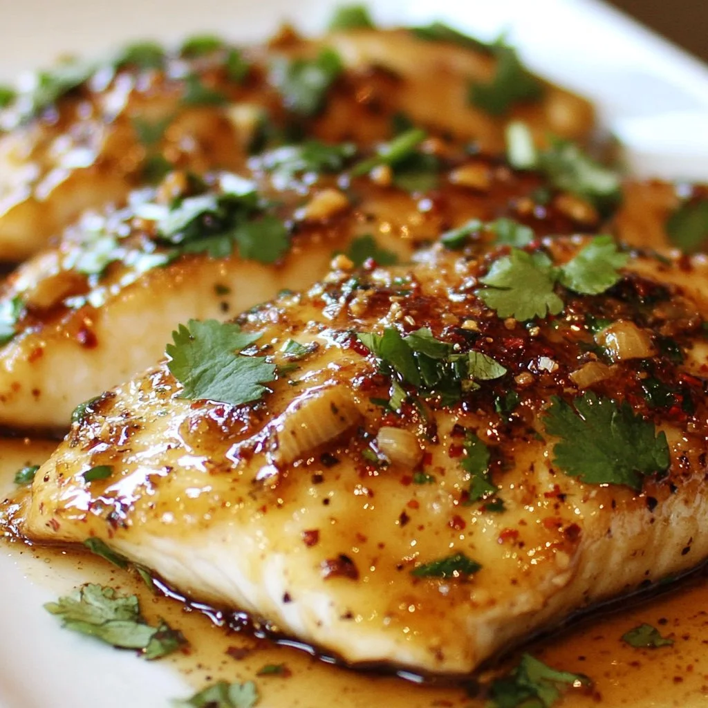 Honey Ginger Glazed Tilapia served with vegetables on a plate