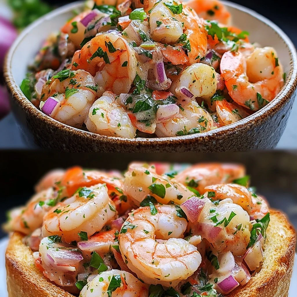 Delicious New York Deli shrimp salad with fresh seafood and vegetables.