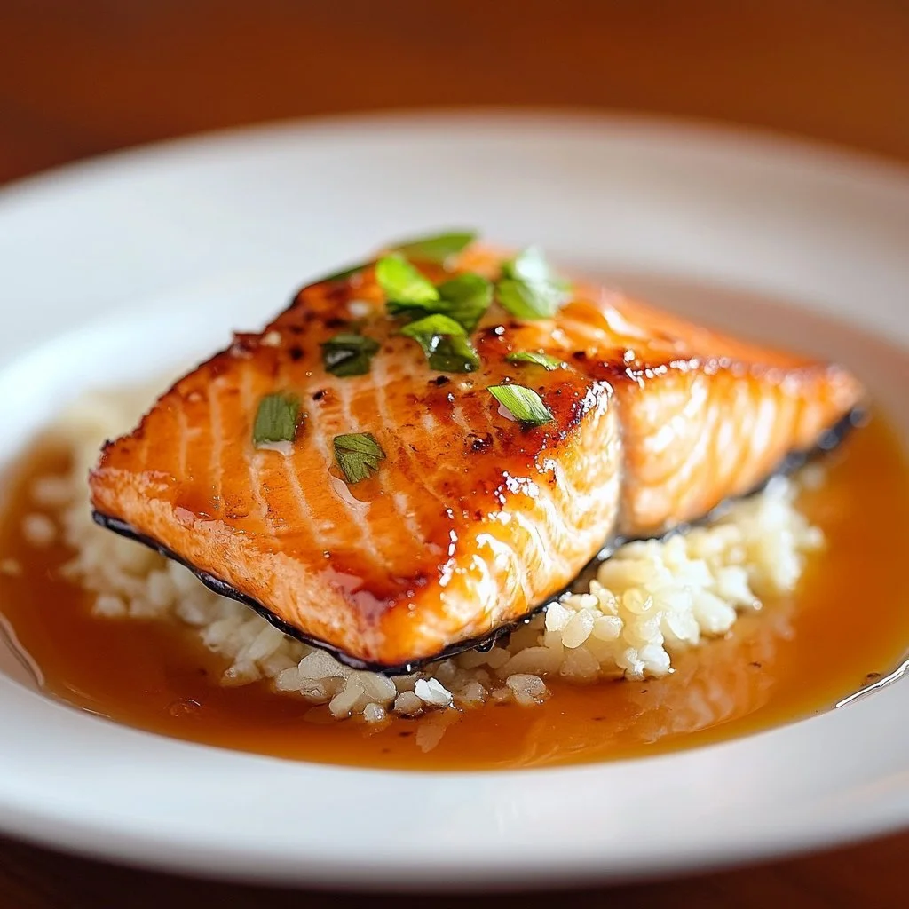 Delicious quick maple glazed salmon recipe served on a plate with vegetables
