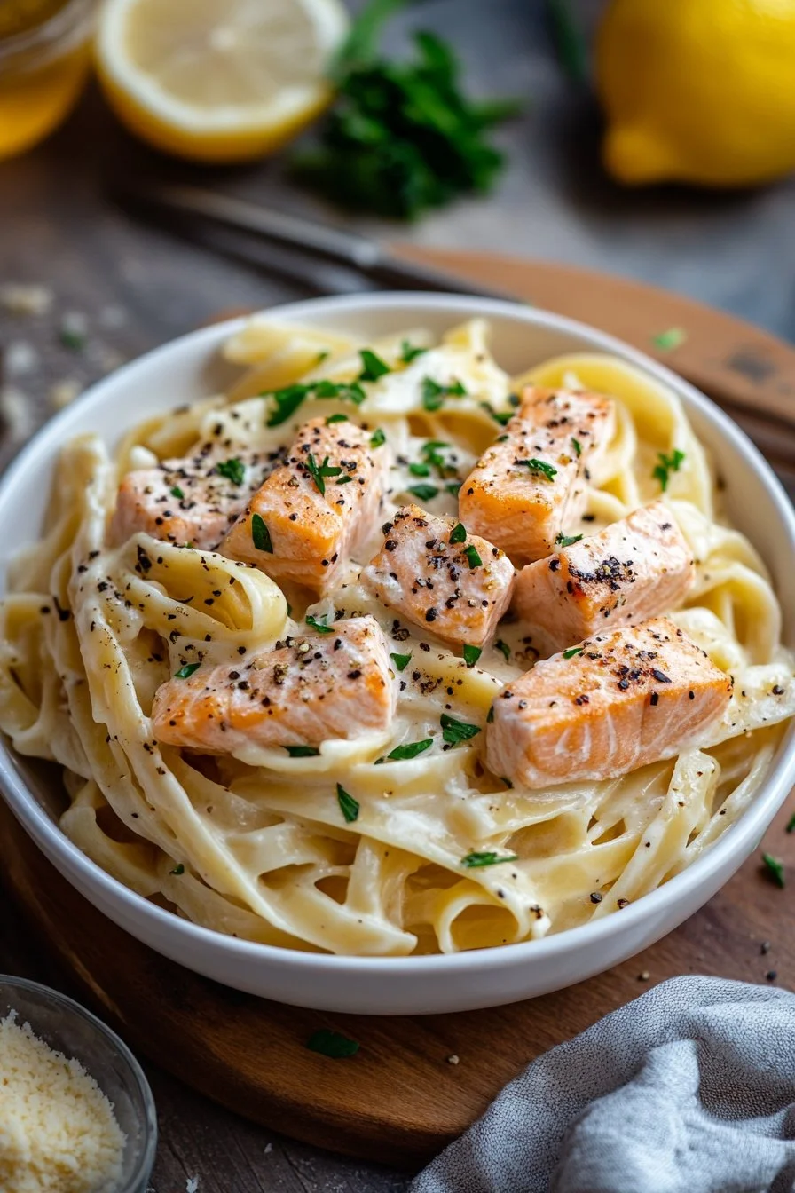 Salmon Alfredo Pasta