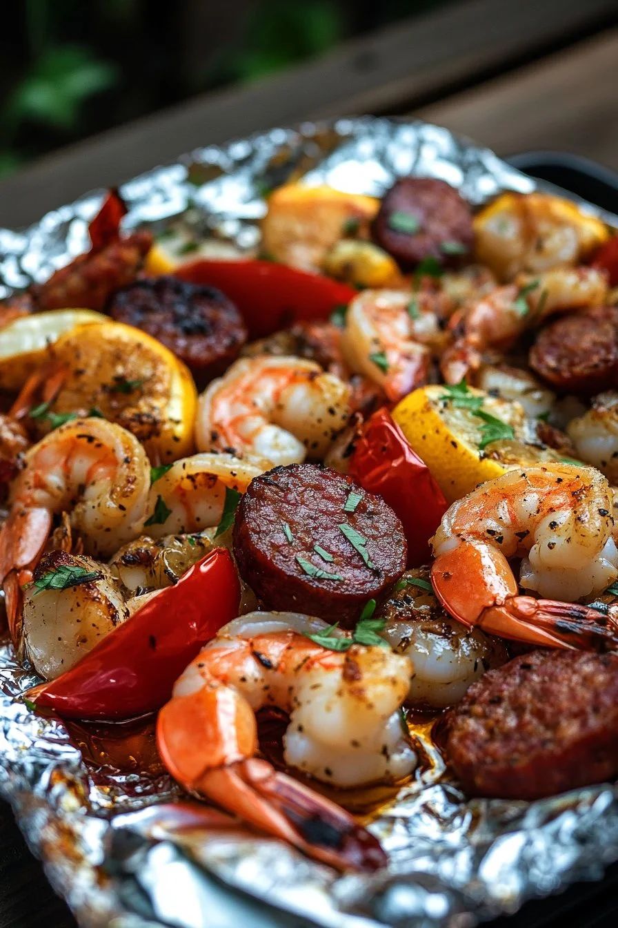 Shrimp and Sausage Foil Packet Dinner