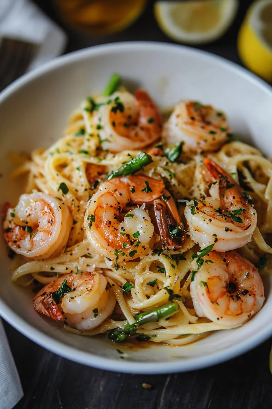 Shrimp Scampi Pasta with Asparagus