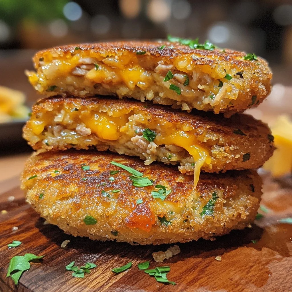 Tuna Melt Patties served with fresh ingredients and melted cheese