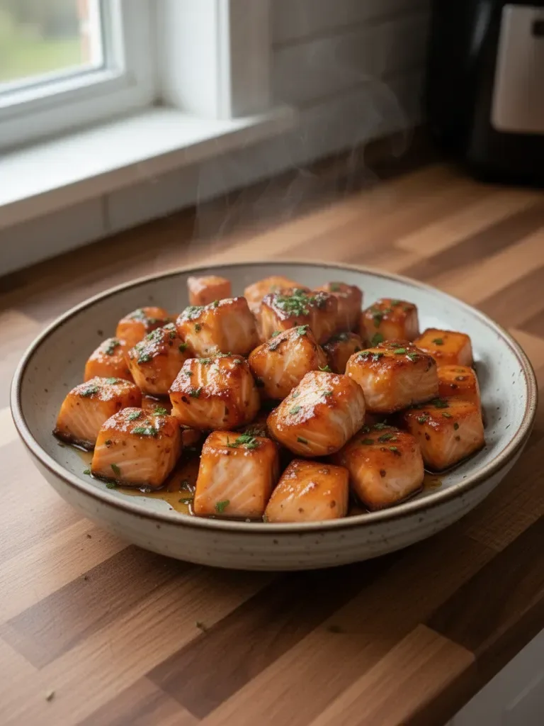 Air Fryer Honey Garlic Salmon Bites