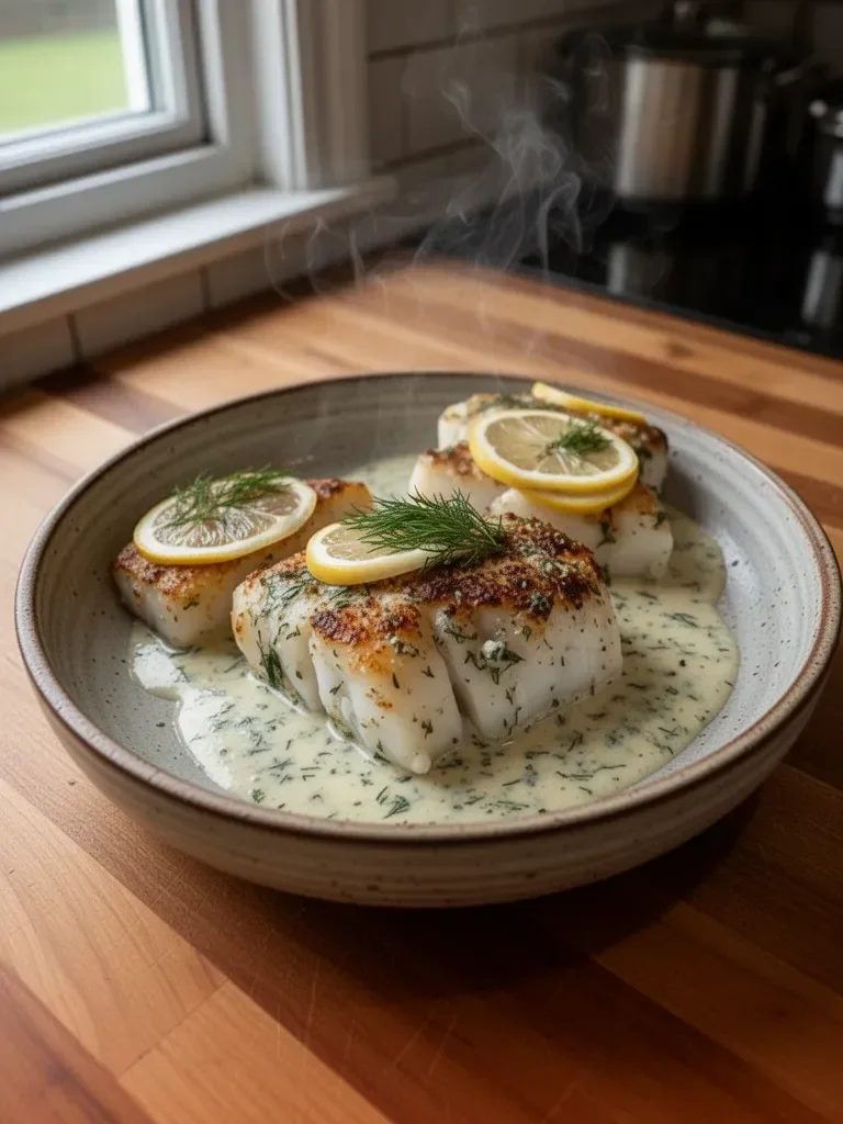 Baked Cod with Lemon-Dill Sauce