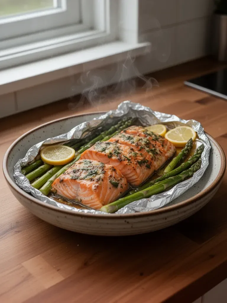 Baked Salmon in Foil with Asparagus