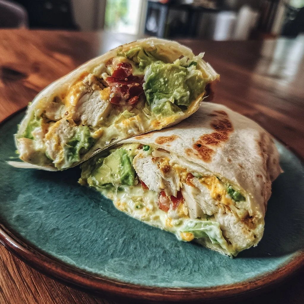 Delicious chicken avocado ranch burritos ready to be served