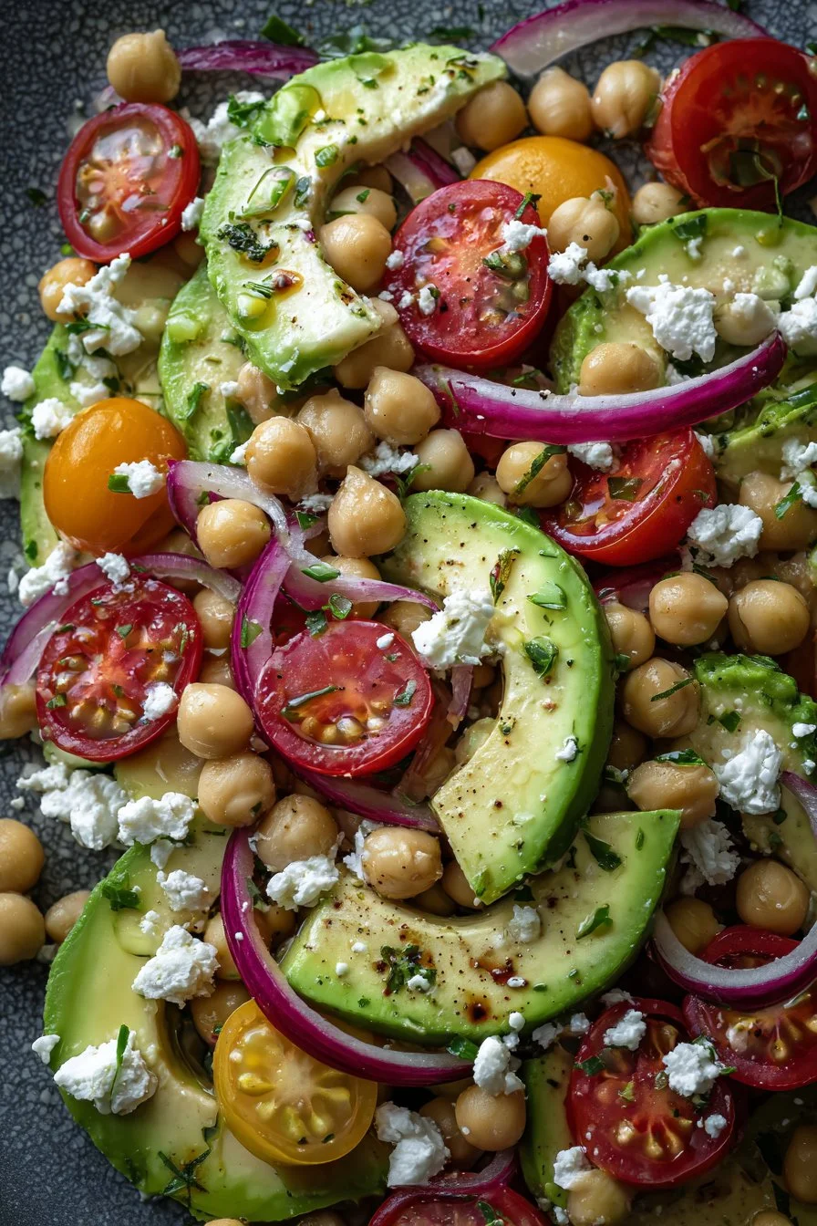 Chickpea Feta Avocado Salad