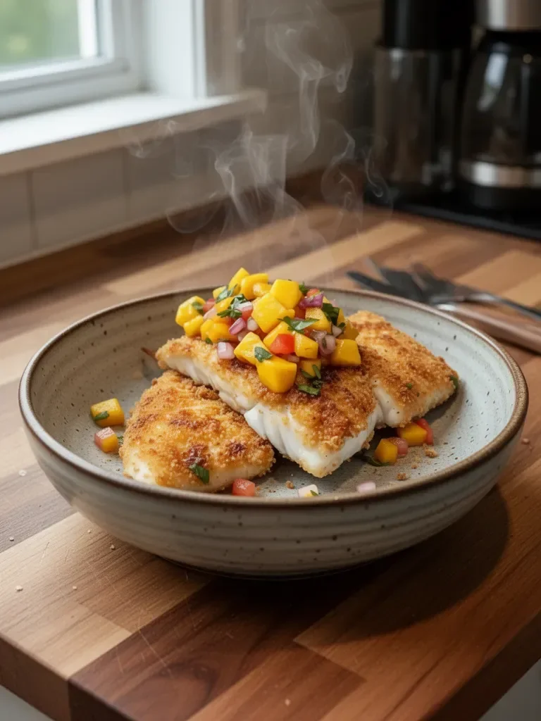 Coconut Crusted Fish with Mango Salsa