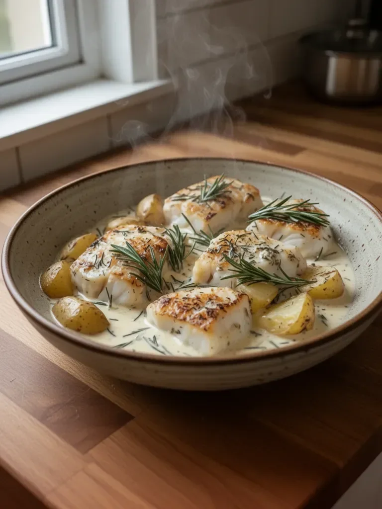 Cod & Potatoes in Rosemary Cream Sauce
