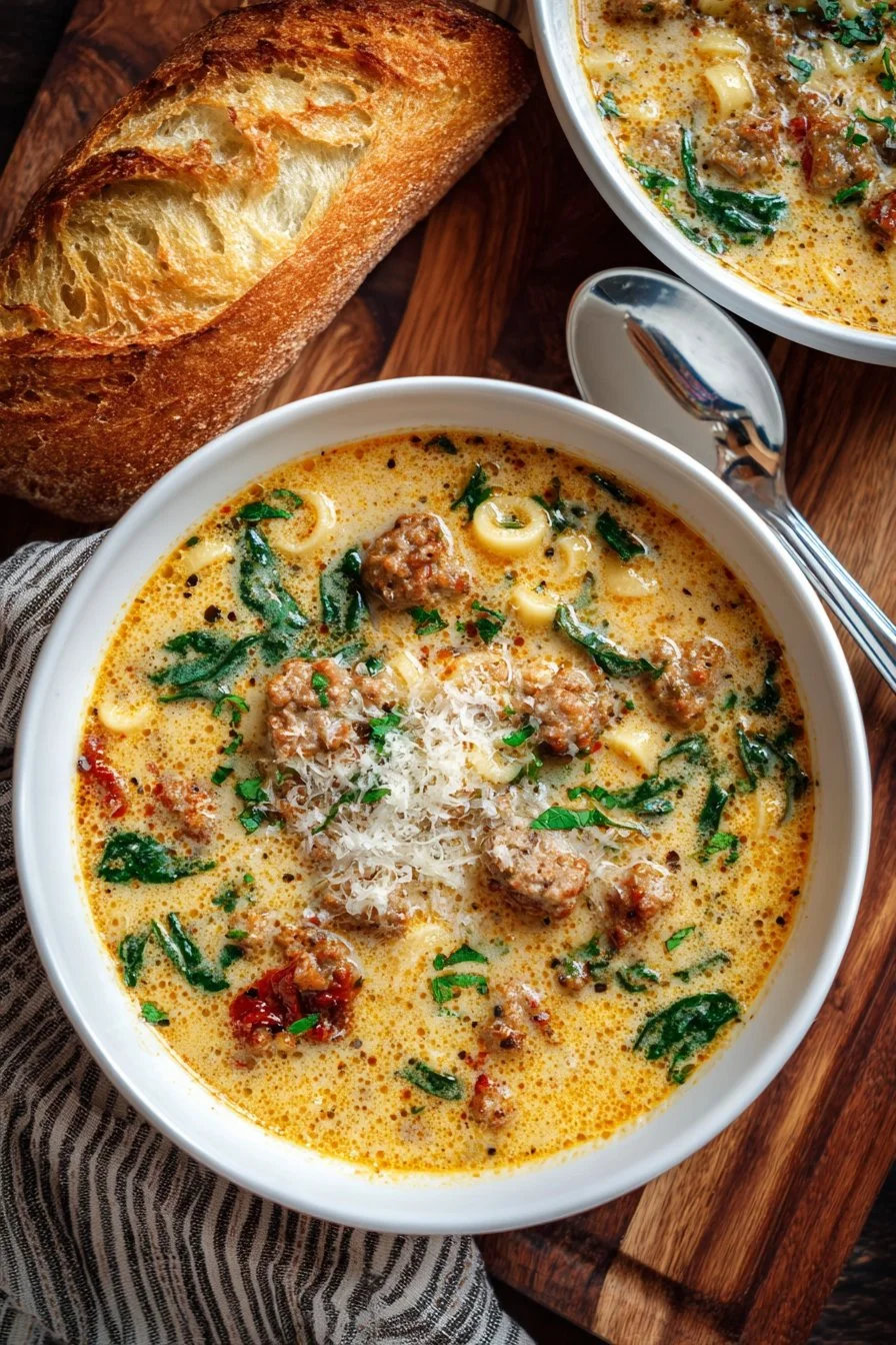 Creamy Parmesan Italian Sausage Ditalini Soup