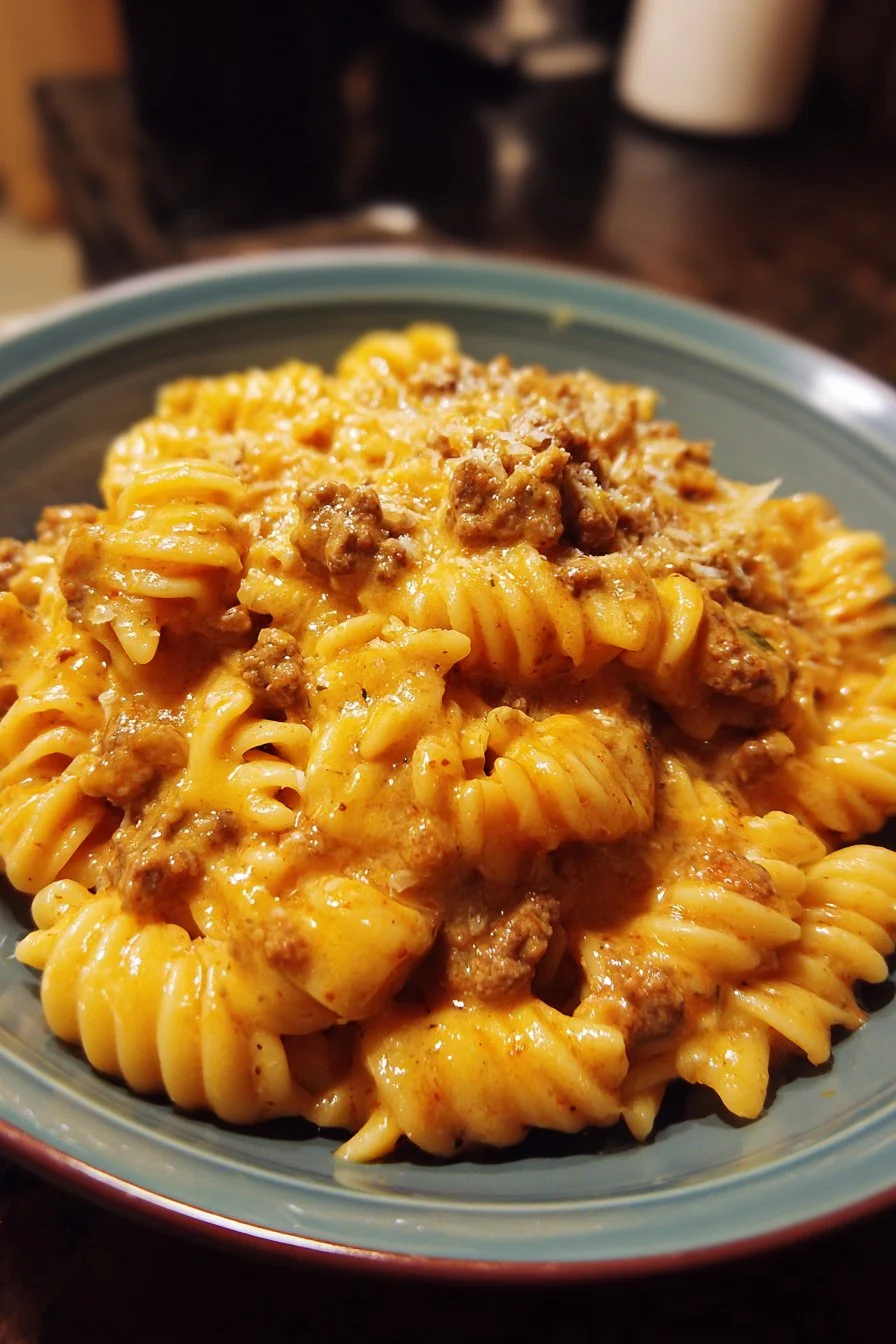Creamy Rotel Pasta with Ground Beef