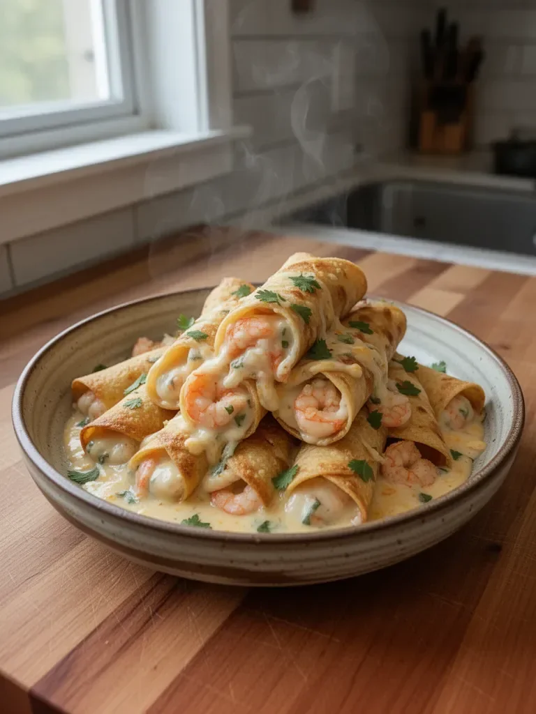 Crispy Crab and Shrimp Queso Taquitos