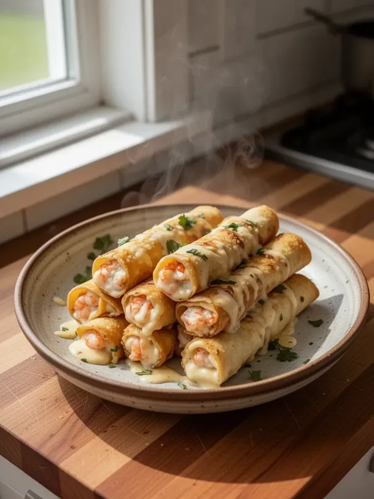 Crispy Crab & Shrimp Queso Taquitos