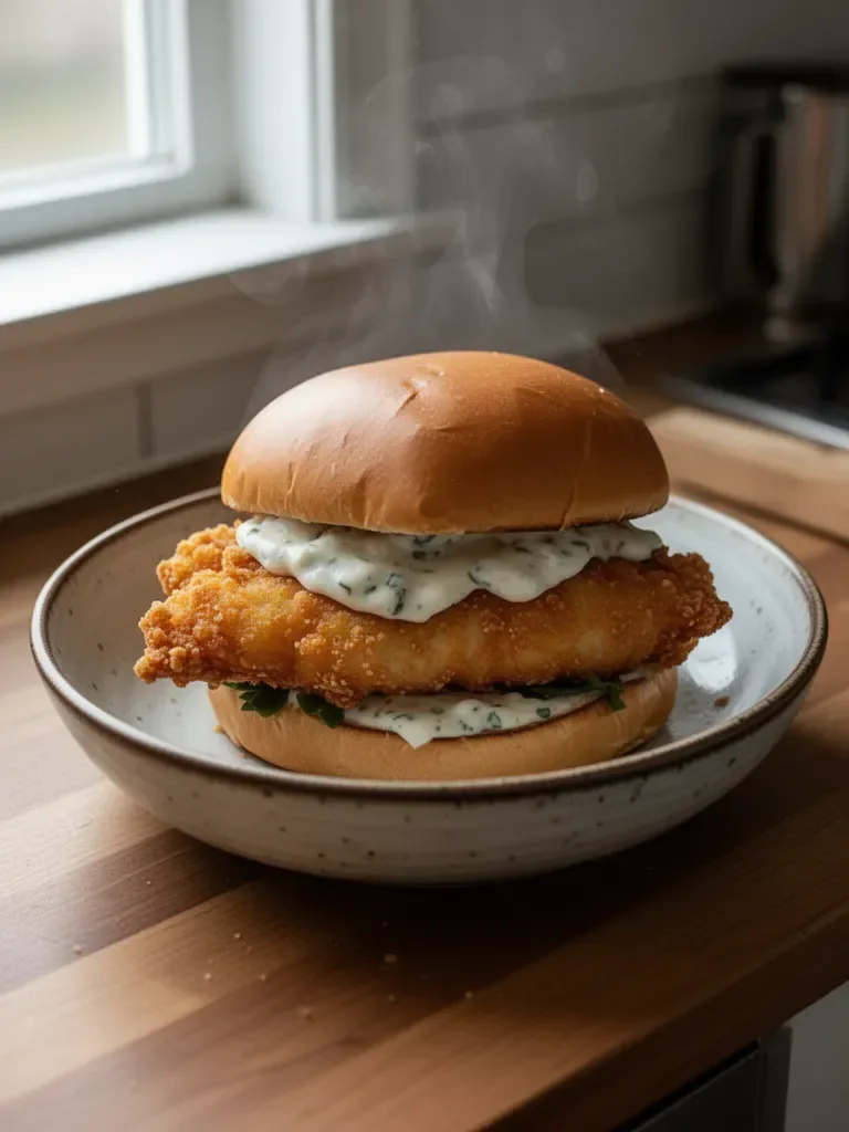 Crispy Fried Cod Fish Sandwich