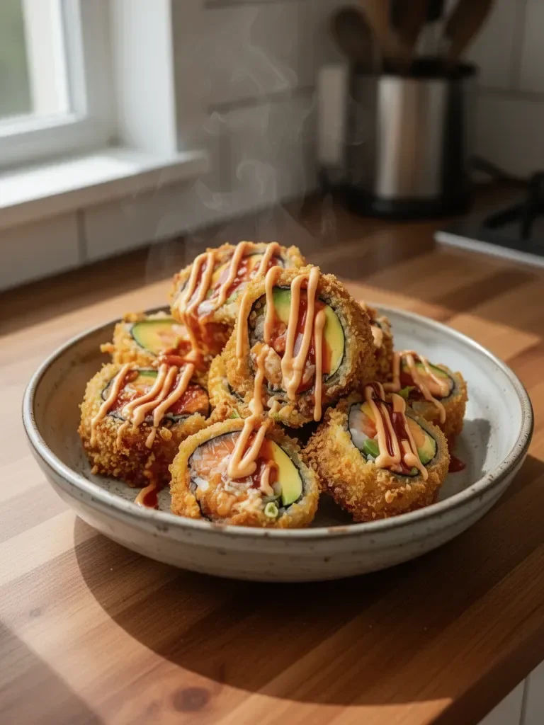 Crispy Fried Salmon & Avocado Rolls