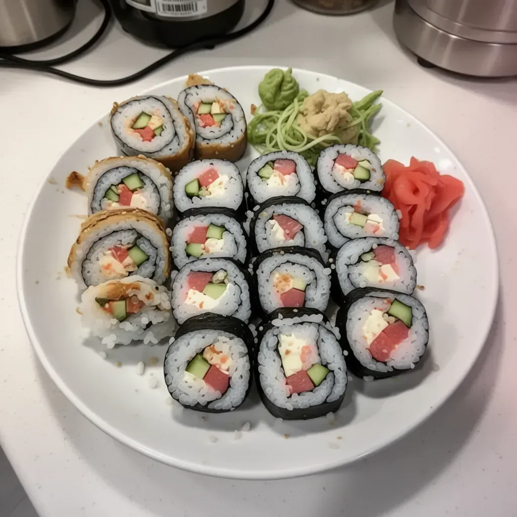Plate of Crunchy Roll Sushi with vibrant toppings and crispy filling