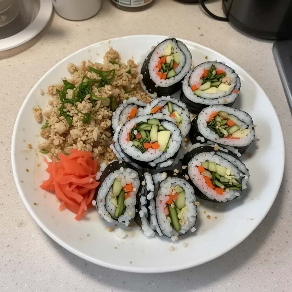 Crunchy veggie sushi rolls made with fresh vegetables and sushi rice
