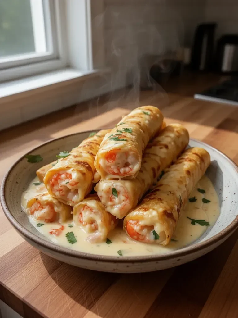Delicious Crab Shrimp Queso Rolls