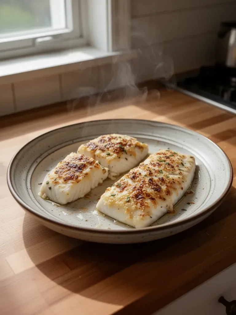 Easy Garlic Parmesan Baked Halibut