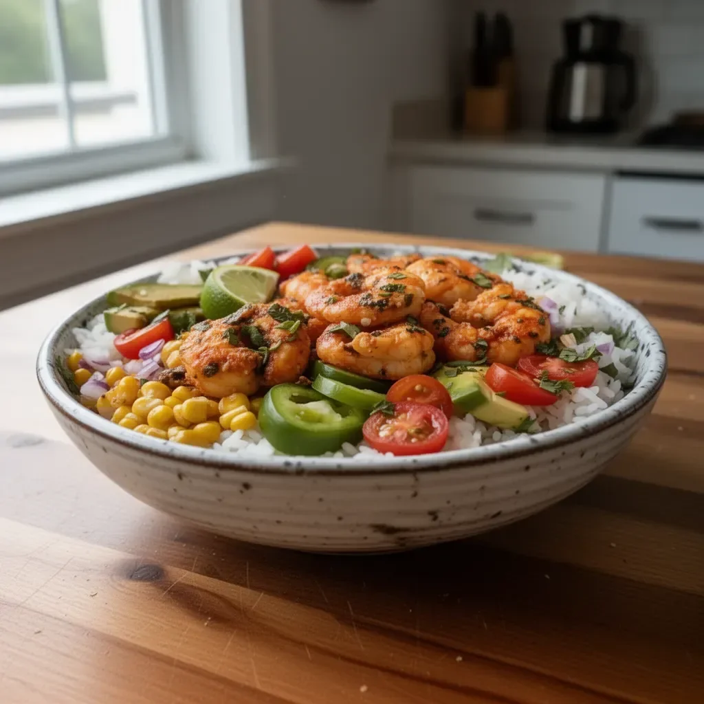 Colorful Fiesta Lime Shrimp Bowls with fresh ingredients and zesty lime flavor