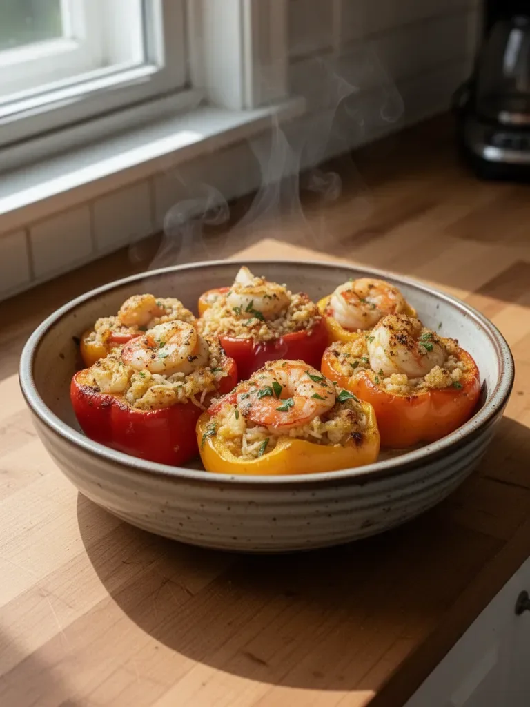 Garlic Butter Shrimp Stuffed Peppers