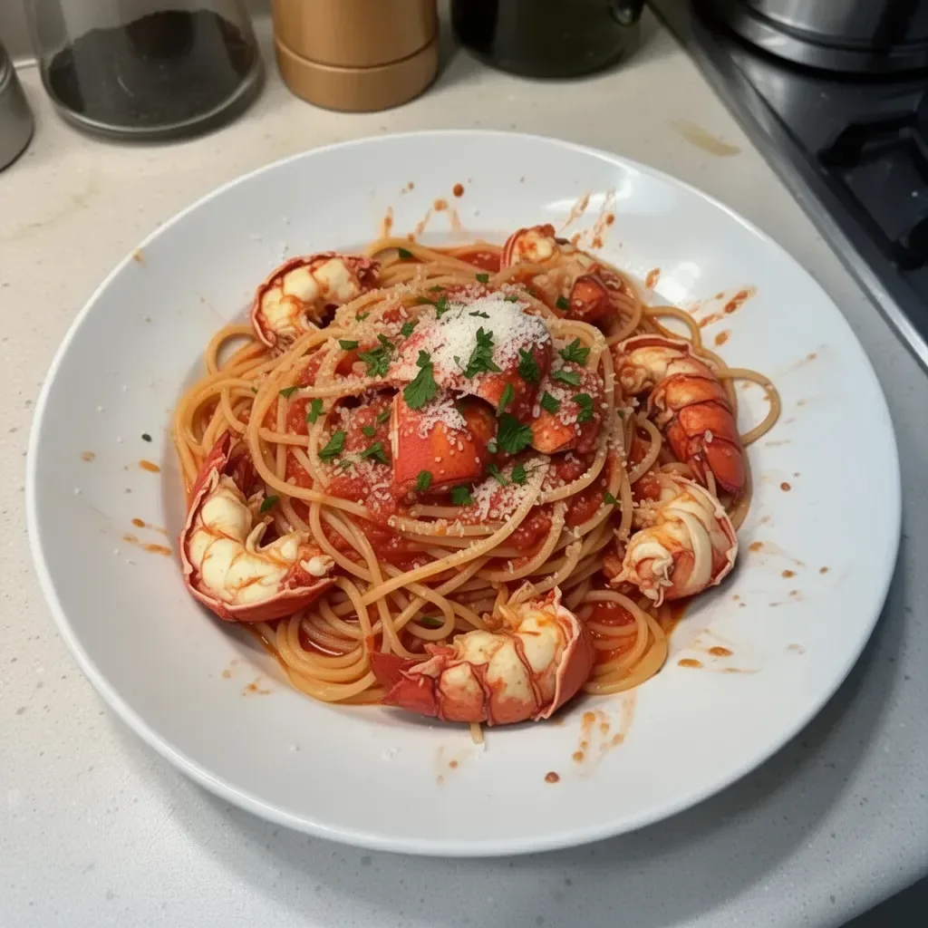 Gordon Ramsay's delicious lobster pasta dish with fresh ingredients