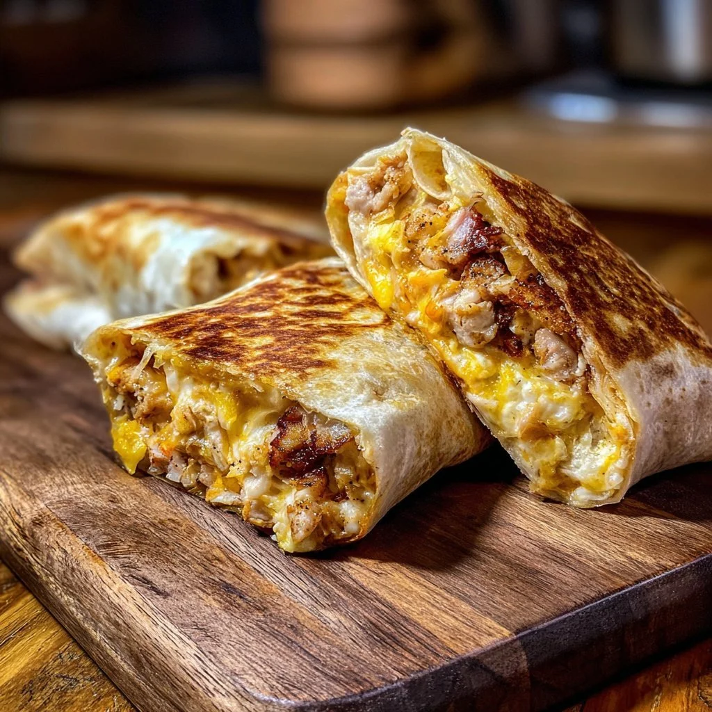 Delicious grilled cheese burrito with melted cheese and crispy tortilla