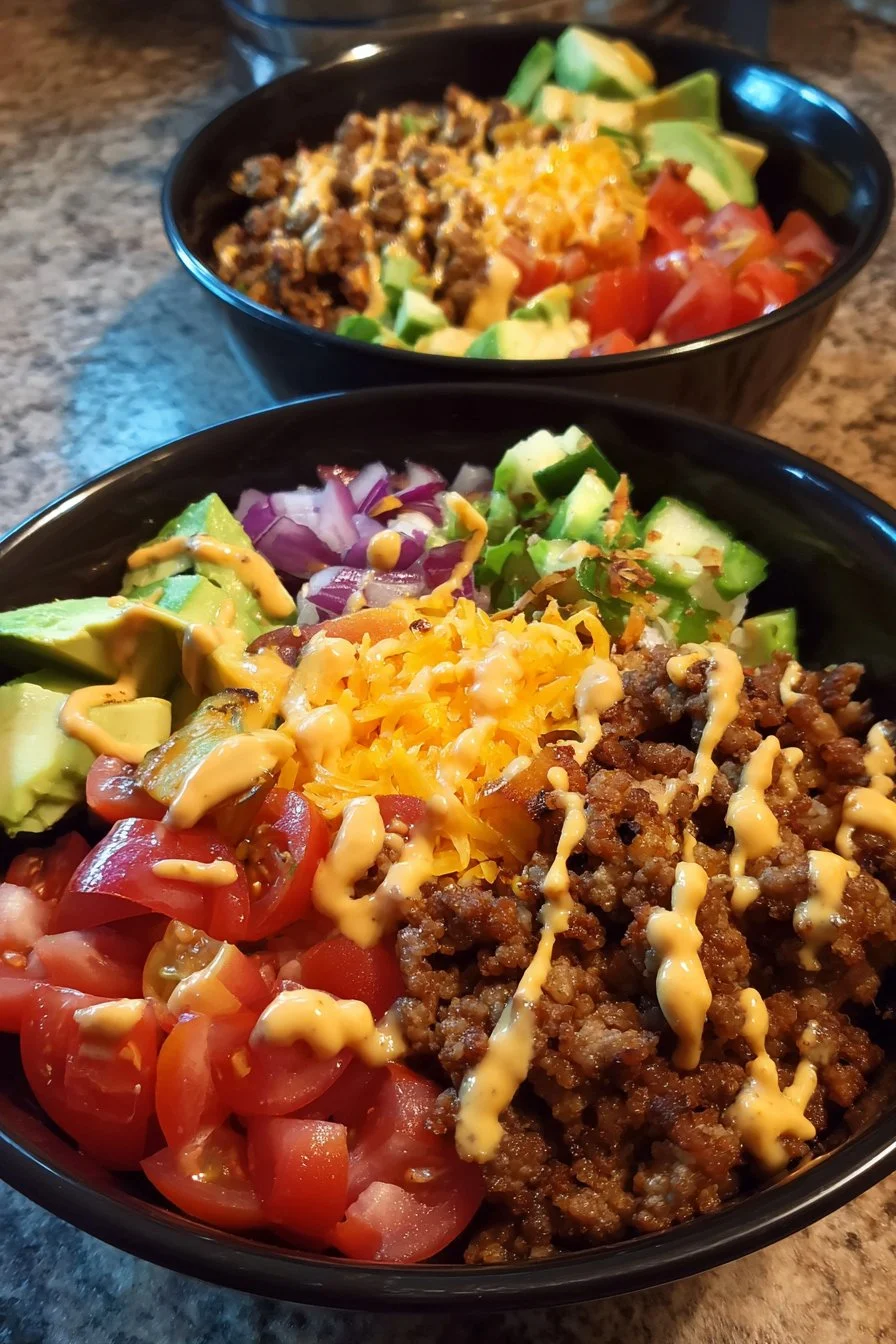 High-Protein Cheeseburger Bowls