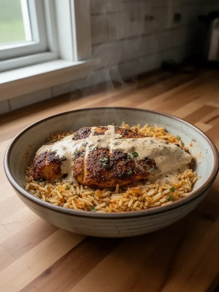 High Protein Creamy Cajun Chicken & Rice