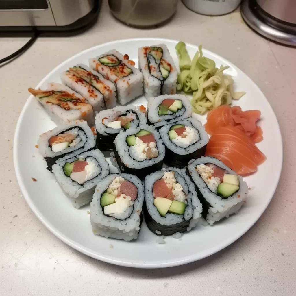Delicious homemade sushi rolls with fresh ingredients