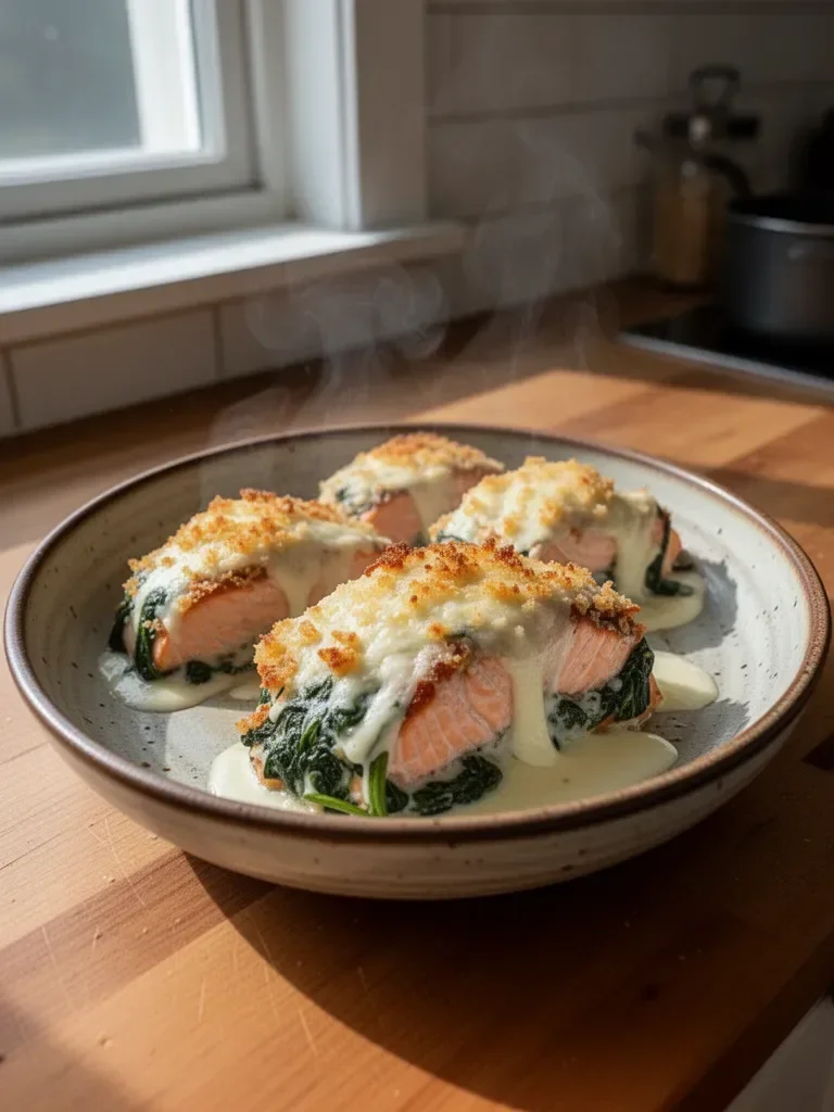 Irresistible Baked Salmon with Spinach and Mozzarella